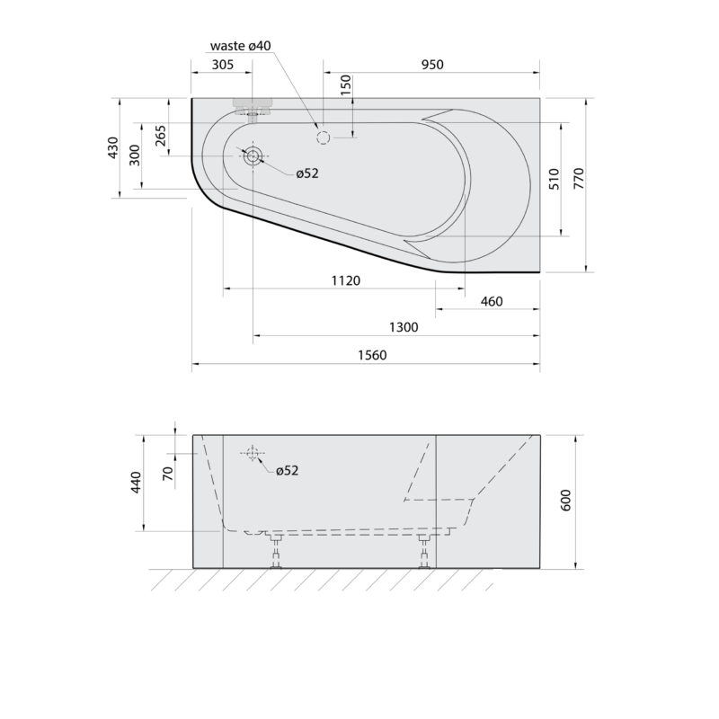 Bad Optik-1 Afmetingen: L156 B77 H60